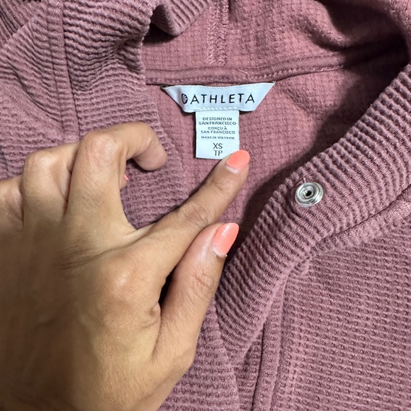 Athleta Coaster Luxe Waffle Hoodie Sweatshirt XS Tawny Rose - Picture 3 of 8